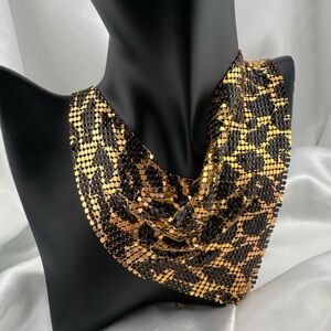 Anthro tiger design Gold and Black Mesh Scarf necklace